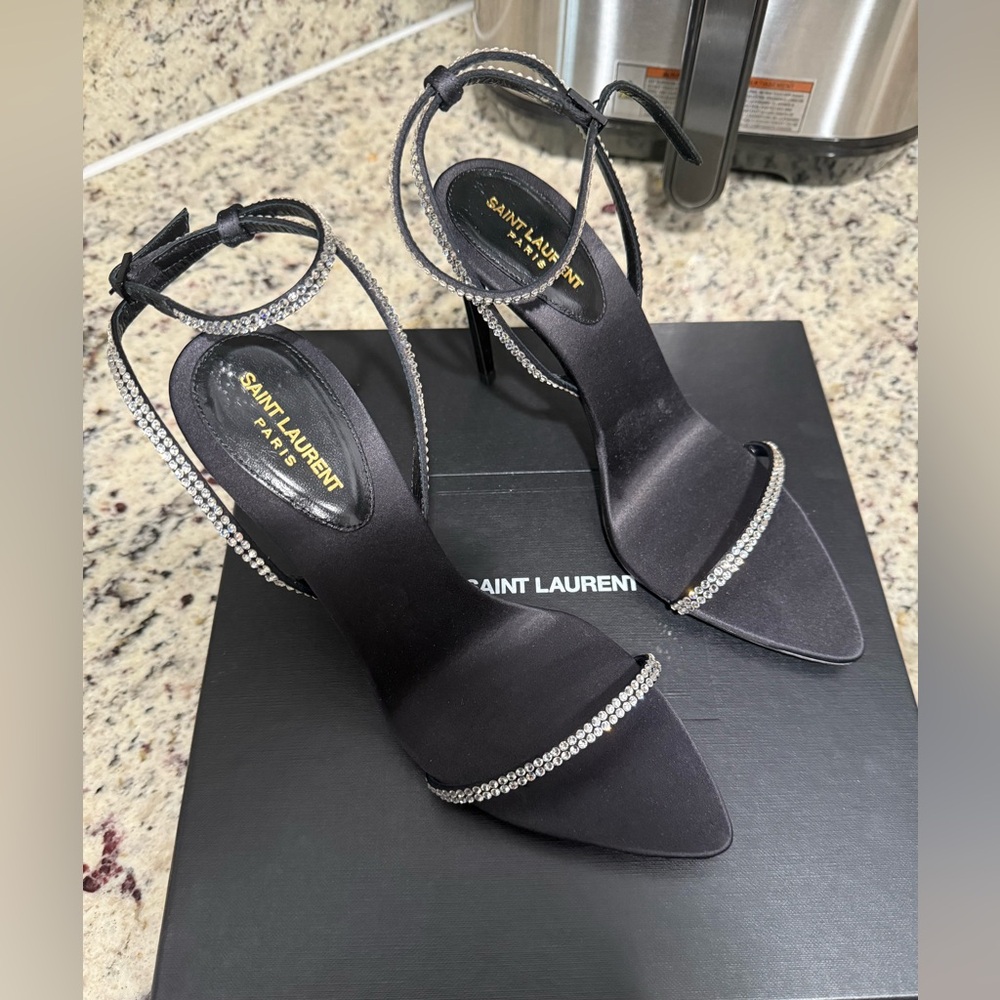 Saint Laurent Black Strappy Heels